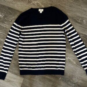J.Crew Teddie Striped Blue White Cotton Knit Top Women's S